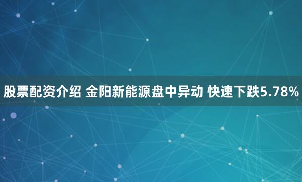股票配资介绍 金阳新能源盘中异动 快速下跌5.78%